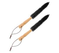 COMPUKAS 2pcs Chimney Cleaning Brush Kit Multi-function Fireplace Vent Brush with Comfortable Grip Stainless Steel Nylon Wood Handle for Home Chimney Maintenance