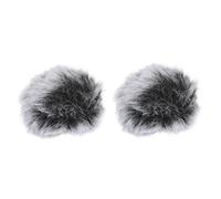 COMPUKAS 2Pcs Clip-On Microphone Cover Grey Black Plush Windproof Mic Protector Noise Reduction Sleeve for Professional Recording and Interviews
