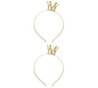 COMPUKAS 2pcs Crown Design Headband for Girls Chic Golden Headdress Hair Accessories for Parties Birthdays Celebrations Lightweight Eye-catching Design for Memorable Moments
