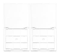 COMPUKAS 2pcs Empty Eyeshadow Palette Highlighter Empty Holder Stylish Plastic Cosmetic Storage Box with 9 Compartments for Travel and Sample Dispensing