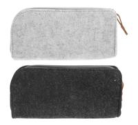 COMPUKAS 2pcs Felt Pencil Bag with Smooth Zipper, Large Capacity Portable Pencil Pouch for Outdoor Sketching and Artistic Activities, Lightweight Convenient Stationery Case