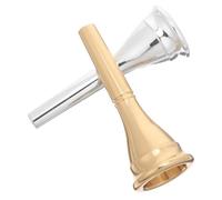 COMPUKAS 2pcs French Horn Mouthpiece Replacement Precision Solid Metal Brass Accessory Fit for Various Models Gold Silver Finish for Professional Musicians
