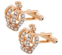 COMPUKAS 2pcs Gold Rhinestone Crown Cufflinks for Men and Women, Decorative Button Cover Cuff Links, Fashion Wedding Shirt Accessories