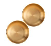 COMPUKAS 2pcs Golden Stainless Steel Korean Sauce Dish with Modern Round Design, Small Double-Layered Bowl for Cold Foods, Easy Clean and Keeps Cold Foods Crisp, for Family Dinners