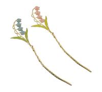 COMPUKAS 2pcs Hair Sticks Flower Hair Chopstick Vintage Styling Tool Women Bun Stick for Messy Bun and Wedding Guest Styling