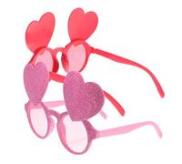 COMPUKAS 2pcs Heart Shape Sunglasses for Weddings Parties Fun Photo Props for Bachelorette Bridal Showers Vibrant Color Costume Glasses for Women Festival Accessories