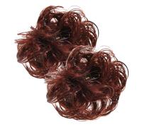 COMPUKAS 2pcs Large Curly Hair Bun Clips Synthetic Hairpieces Wavy Messy Bun Hair Extensions for Women Party Updo Burgundy