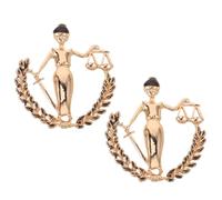 COMPUKAS 2pcs Lightweight Alloy Law Student Brooch Lapel Pins with Golden Libra Scale Design, Boosting Professional Identity for Women Judges on Daily Patrols or Important Gatherings