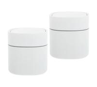 COMPUKAS 2pcs Mini Desktop Trash Can with Flip-top Push Lid, 2l Plastic Small Waste Bin for Bedroom and Office Use, Odor Containment and Versatile Placement Tabletop Trash Baskets