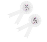 COMPUKAS 2pcs Mom be Brooch Pin and Daddy be Badge Pin Set with White Polyester Ribbon, Party Favors and Decorations for Shower and Gender Reveal Celebration