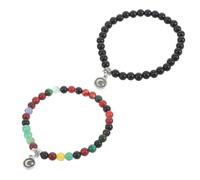 COMPUKAS 2pcs Muslim Tasbih Prayer Beads Bracelets for Men and Women, 33 Beads 6mm Natural Agate Elastic String Religious Rosary Bracelets for Daily Wear and Worship