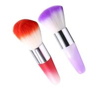 COMPUKAS 2pcs Nail Powder Cleaner Brush and Makeup Blush Brush Soft Cosmetics Tools for Nail Art and Face Application Suitable for Salon and Home Use in Mixed Colors