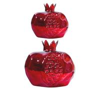 COMPUKAS 2Pcs Nordic Style Red Pomegranate Glass Vase Set Modern Flower Vases for Living Room Dining Table Bedroom Decor Small and Large Floral Arrangement
