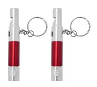 COMPUKAS 2pcs Outdoor Survival Whistle with Compass and Flashlight, Loud Crisp Sound Aluminium Alloy Whistle for Hiking, Camping, Self-protection and Life-saving Emergency