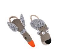 COMPUKAS 2pcs Plush Dog Teething for Puppies and Dogs, Adorable Cow Shape Soft Chew with Squeaky Sound, Creative and Funny Pet Plush Playthings for Interactive Play