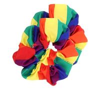 COMPUKAS 2pcs Rainbow Scrunchie Hair Ties for Women, Soft Cloth Material with Non Tightening Design, Protecting Delicate Scalps, for School and Party Looks