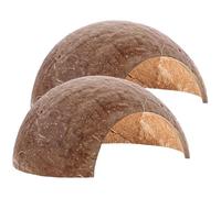 COMPUKAS 2pcs Reptile Hiding Cave Made of Natural Coconut Shells Lightweight and Easy to Carry Decorative Hideout for Reptiles Suitable for Indoor Landscaping and Shelter