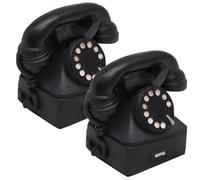 COMPUKAS 2Pcs Retro Resin Telephone Ornaments Vintage Style Miniature Home Décor Accents Brown Desktop Decorative Telephones for Photography Props and Role Play