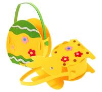 COMPUKAS 2pcs Reusable Felt Easter Rabbit Basket with Soft Comfortable Touch, Cute Cartoon Rabbit Design Tote Bag for Celebrations and Holiday Parties, Bunny Treats Storage and Easter Egg
