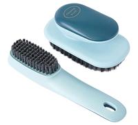 COMPUKAS 2pcs Shoe Washing Brush and Clothes Scrubbing Brush Set Blue Hard Bristle Portable for Household Cleaning and Stain Removal
