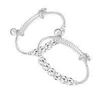COMPUKAS 2pcs Silver Infant Bracelets with Bell Baby Bangles Adjustable Toddler Bangle Jewelry for Newborn Girls and Boys Suitable for Daily Wear and