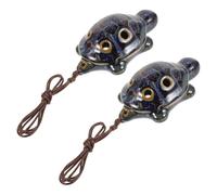 COMPUKAS 2pcs Six-hole Turtle Ocarina Ceramic Wind Instruments for Beginners with Hanging Rope, Easy to Play and Portable Music Flutes for Practice and Impromptu Performances