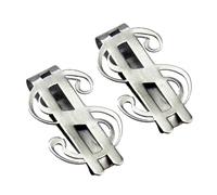 COMPUKAS 2pcs Stainless Steel Metal Wallet Sign Shape Billfold Clips for Men Money Holder Wallet Slim Money Clips for Currency and Credit Cards