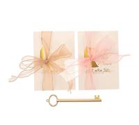 COMPUKAS 2pcs Wedding Vow Brochures with Delicate Ribbon, Smooth Surface and Lines, Paper Material for Important Occasions and Party Speeches, Beautiful and Romantic Atmosphere Cards