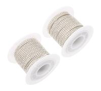 COMPUKAS 2rolls Yard Silver Rhinestone Strips Roll with Self Adhesive Backing, Easy Application Glitter Diamond Rhinestone Tape Featuring Sparkling Design and Brilliant Diamond-Like Clarity