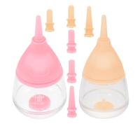 COMPUKAS 2sets Ergonomic Kitten Nursing Bottles with Slow Flow Nipples for Newborn Puppies Kittens Small Animals Anti-choke Milk Feeding Bottles in Yellow and Pink