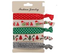 COMPUKAS 30pcs Christmas Hair Ties for Women Elastic Fabric Ponytail Holders with Festive Pattern Stretchy Hair Bands and Decoration