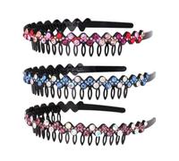 COMPUKAS 3pc Crystal Teeth Hairband, Easy Styling Comb Headband Non-slip Design, Stylish and Classic Hair Accessories for Halloween and Christmas