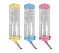 COMPUKAS 3pcs 250ml Pet Water Bottles Hanging on Cage Plastic and Stainless Steel Sturdy Water Dispensers for Small Animals Convenient and Safe for Transport Random Color