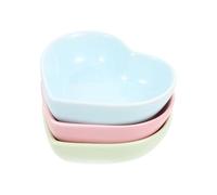 COMPUKAS 3pcs Hamster Feeding Bowls Set - Ceramic Heart-shaped Pet Food Containers, Reusable Small Animal Bowls for Hamsters, Squirrels, and Gerbils - Pink, Green, Blue for Small Pets