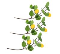 COMPUKAS 3Pcs Lifelike Artificial Lemon Branch for Home Vase Decoration Fake Lemon Twig with Leaves for Kitchen Party Centerpiece