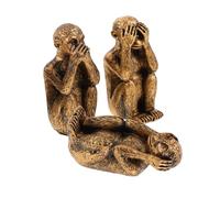 COMPUKAS 3pcs Resin Monkey Figurines Artistic Desktop Animal Decor with Lifelike Expressions Sturdy Fade Resistant Resin Sculptures for Home Office Living Room Shelf Display