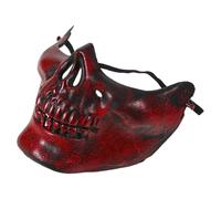 COMPUKAS 3pcs Skull, Half Face Plastic Mask, Red, Realistic Detailing, Lightweight, for Cosplay and Costume Parties, Men and Women