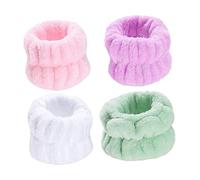 COMPUKAS 4 Pairs Decorative Spa Wristbands Soft Microfiber Wrist Straps for Women Comfortable Absorbent Machine Washable for Face Washing Routine