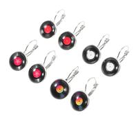 COMPUKAS 4 Pairs Retro Vinyl Record Earrings Lightweight Zinc Alloy Music Dangle Jewelry for Women Punk Party Accessories Comfortable Fade Resistant