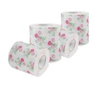 COMPUKAS 4 Rolls Colored Toilet Paper with Rose Print Decorative Bathroom Tissue Rolls Creative Patterned for Home and Kitchen Use