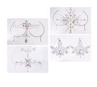 COMPUKAS 4 Sets Chest Stickers Women Breast Sticker Acrylic Rhinestone Body Face Decoration Silver Festival Party DIY
