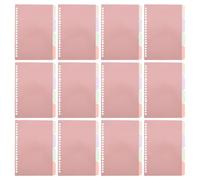 COMPUKAS 48pcs Loose Leaf Binder Dividers with Write-Erase Tabs Transparent PP Plastic Section Dividers Ring Binders Student Teacher Office Home Organizers Color-Coded for Easy Document