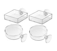 COMPUKAS 4pcs Automatic Aquarium Fish Feeder with Suction Cup for Freshwater and Saltwater Tanks Clear Feeding Bowls Suitable for Shrimp and Fish Feeding