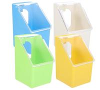 COMPUKAS 4pcs Cage Pigeon Feeder Plastic Bird Cage Water Container Poultry Feeder Assorted Color Easy to Use Easy to Refill Hanging for Pigeon