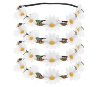 COMPUKAS 4pcs Daisy Flower Crown Girls Artificial Daisy Flower Crown Headband Garland - Handmade Floral Hair Wreath For Wedding Vacation Beach Photoshoot