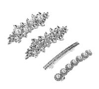 COMPUKAS 4pcs Elegant Rhinestone Hair Barrettes with Fake Pearls Lightweight Bridal Hair Clips Sparkly Jewelry for Women Wedding Party Daily Wear Classic Timeless Accessories