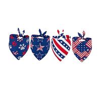 COMPUKAS 4pcs Independence Day Dog Bandanas Holiday Pet Triangle Scarves Comfortable Saliva Wipes Stylish Design for Puppies and Cats