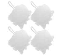 COMPUKAS 4pcs Large Soft Shower Loofah Bath Sponge Exfoliating Body Scrubber Mesh Puff for Quick Foam Production and Comfortable Bath Flower Balls for Skin Cleansing