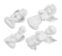 COMPUKAS 4pcs Mini Angel Kneeling Statue Resin Figurines with Intricate Detailing White Cherub Cupid Sculptures for Living Room and Bedroom Decor, Versatile Artistic Home Ornaments