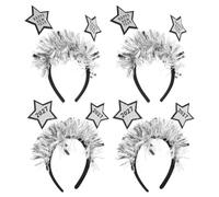 COMPUKAS 4pcs New Year 2027 Headbands with Glitter Star Design, Comfortable and Secure Fit Hair Accessories for Party and Stage Performances, Silver Iron and Cloth Material